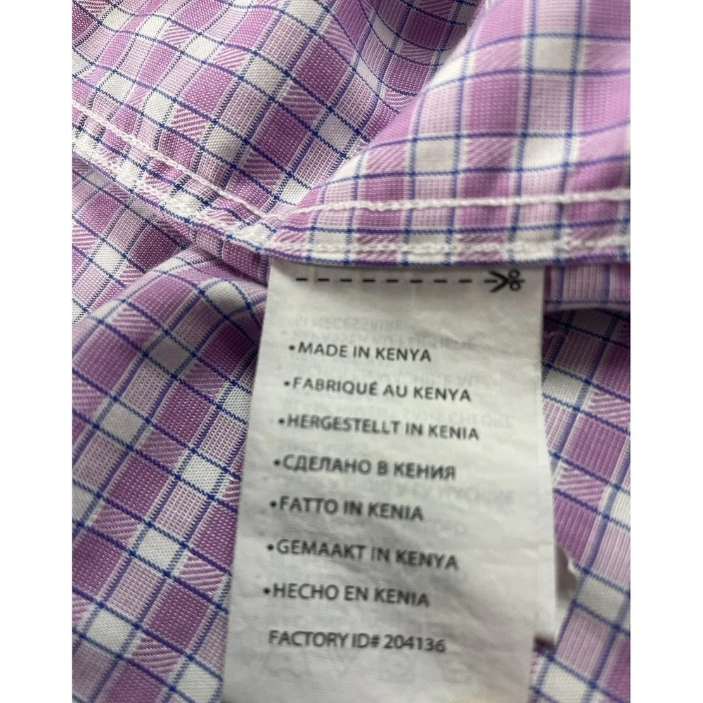 Oak Hill Premium Mens Gingham Non Iron Button Down Shirt 18 36/37 T - Picture 9 of 16